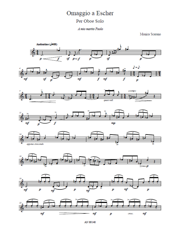 OMAGGIO A ESCHER - PER OBOE SOLO (Monica Scarano) - immagine 3